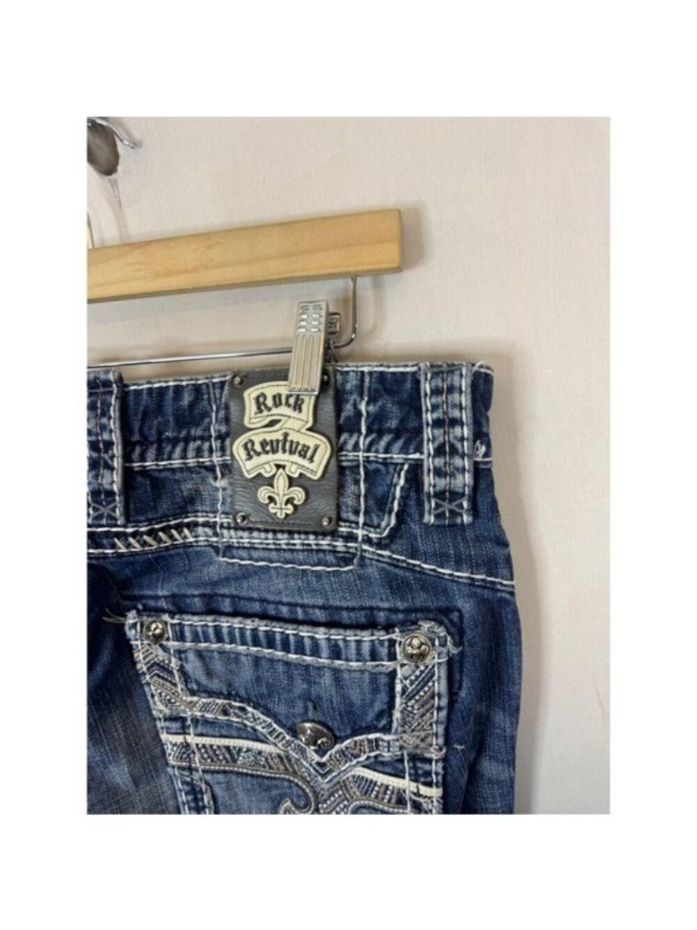 Rock Revival Daly Alt Straight Mens Jeans Size 33X34 Blue Denim PR1568A400 - Picture 5 of 12